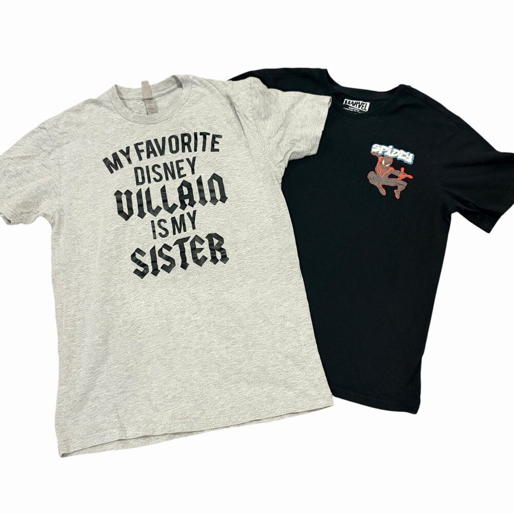 Disney Spider-Man and Disney Princess Villains T-Shirts Size Small Unisex